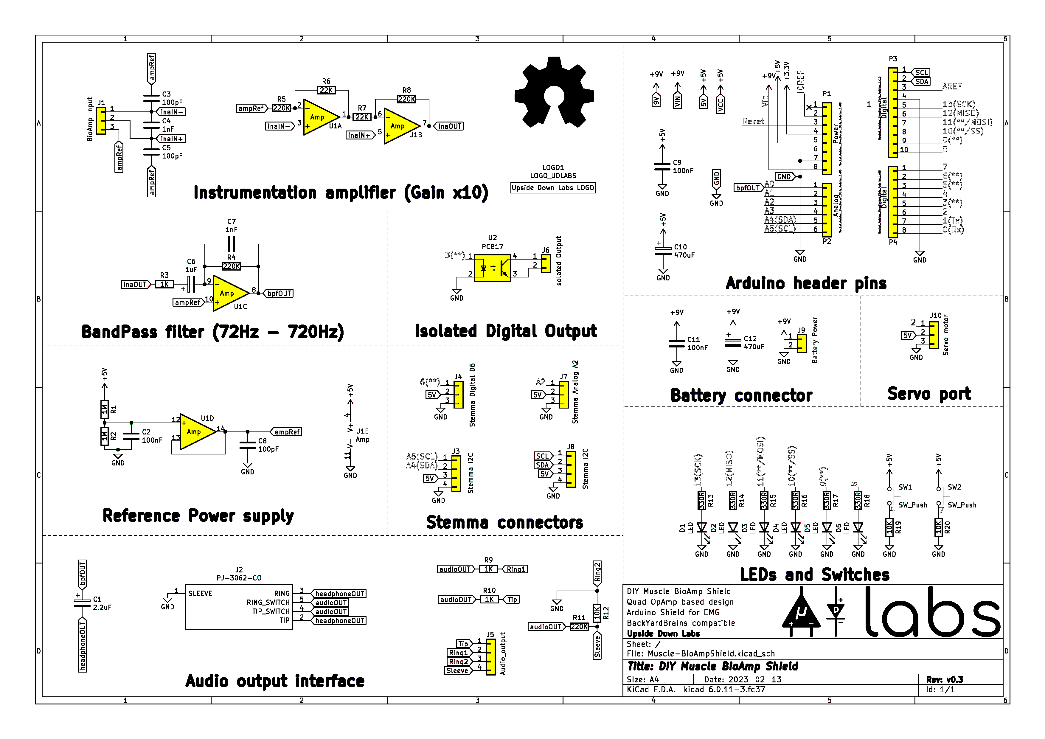 Schematic for Muscle BioAmp Shield