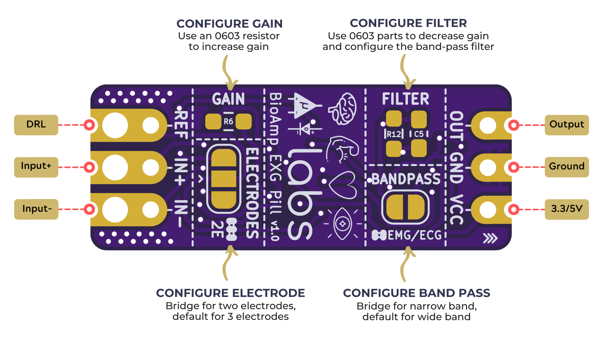 BioAmp EXG Pill board - Back specifications